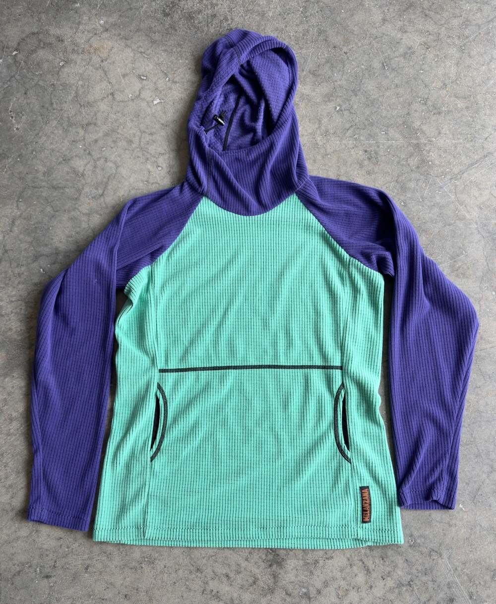 Melanzana Microgrid Hoodie Womens Medium Purple and Teal